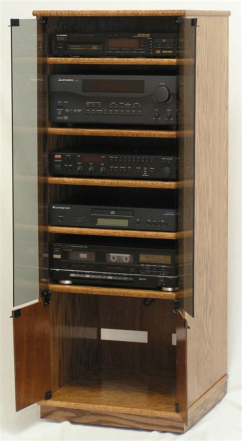 Modern Component Stereo Cabinet With Glass Doors 53 High Oak Maple