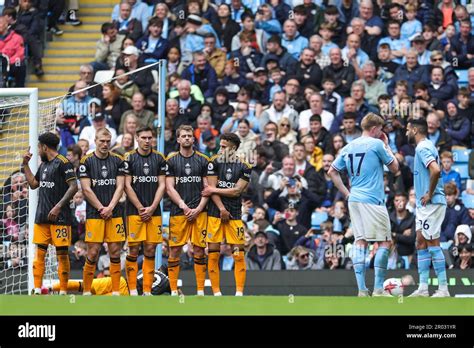 Manchester Uk 06th May 2023 Leeds United Form A Wall Ahead Of A