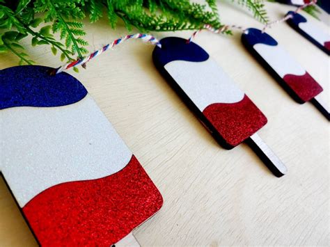5ft Wooden Popsicle Garland For 4th Of July Banner Etsy