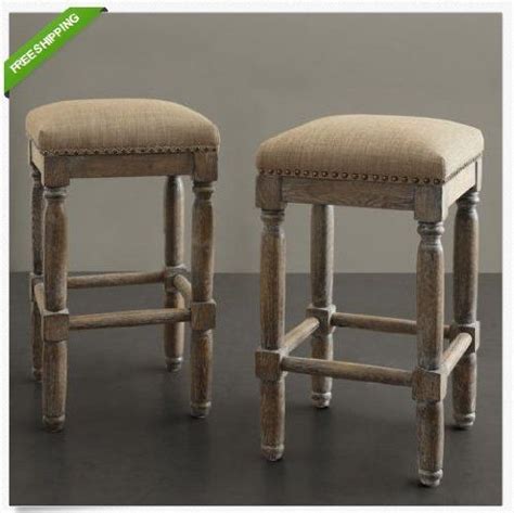 This Set Of 2 Backless Linen Counter Stools Will Be An Elegant Addition