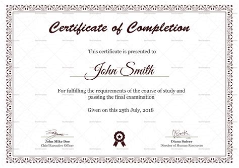 Graduation Diploma Completion Certificate Design Template In Psd Word