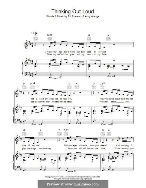 Thinking out loud chords guitar. Thinking Out Loud by E. Sheeran, A. Wadge - sheet music on ...