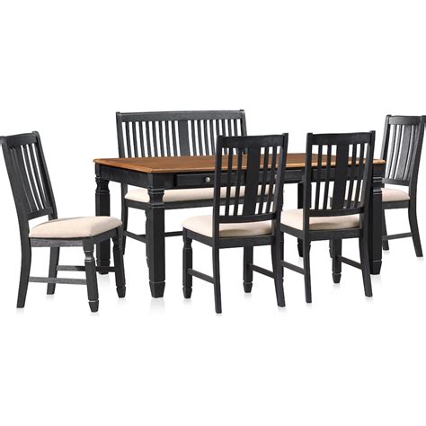 Glendale Dining Table 4 Chairs And Bench American Signature Furniture