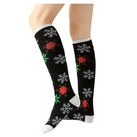 Gilbins Women Holiday T Christmas Knee High Socks Cheerful Messages