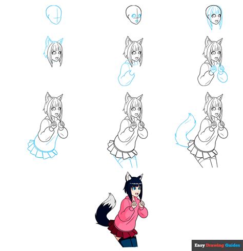 How To Draw An Anime Wolf Girl Easy Step By Step Tutorial