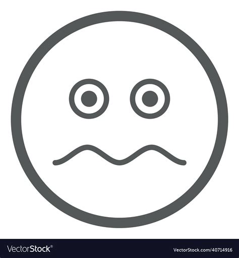 Frustrated Face Round Line Emoji Unhappy Vector Image