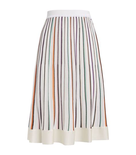 Missoni White Striped Pleated Midi Skirt Harrods Uk