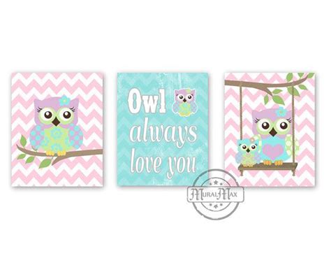 Nursery Art Owl Baby Girl Nursery Art Print Childrens By Muralmax 45