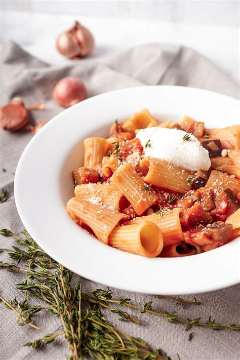 pasta alla norma eggplant and tomato sauce tasty and frenchy pasta alla norma pasta