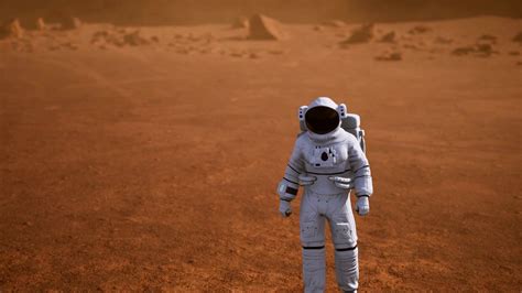 Astronaut On Mars Surface Red Planet Covered Stock Motion Graphics Sbv