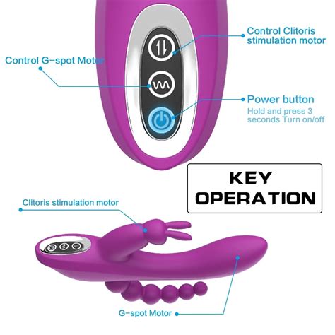 G Spot Dildo Rabbit Vibrator For Women 3 In 1 Function Vibration Waterproof Female Vagina