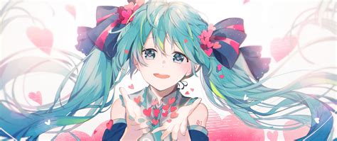 Download Cute Anime Girl Hatsune Miku Artwork Wallpaper 2560x1080 Dual Wide Widescreen