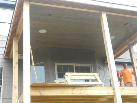 It is super easy to install car siding on a wall or ceiling. Stained Car Siding | Hardie siding, Custom porch, James ...