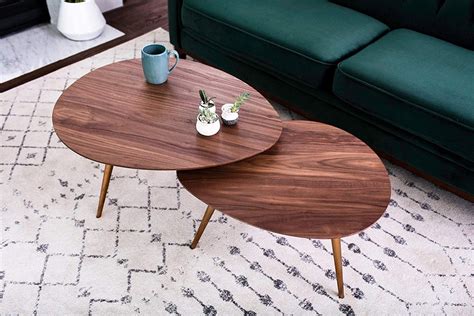 Mid Century Modern Style Wooden Nesting Coffee Table Interior Design