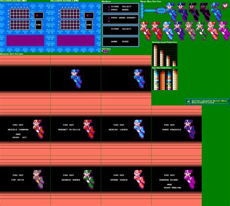 Nes Mega Man 3 Weapon Get And Password Screens The Spriters Resource