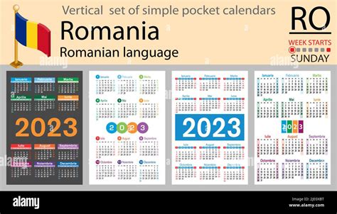 Romanian Vertical Pocket Calendar For 2023 Two Thousand Twenty Three