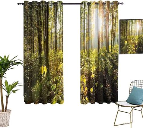 Forest Living Room Window Curtain Panels Trees Sun Rays In