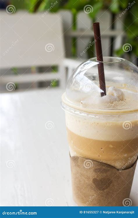 Cappuccino Frappe In Plastic Cup Stock Image Image Of Morning Cafe