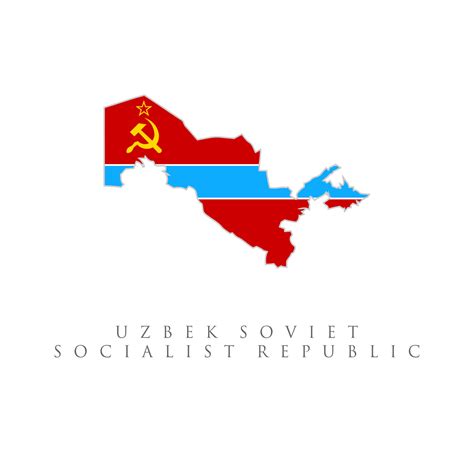 Uzbek Soviet Socialist Republic Flag Map Isolated On White Background