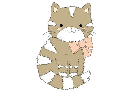 Cute Cartoon Cat With A Pink Bow Clip Art Illustration