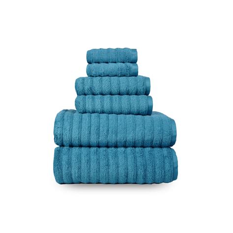 Mainstays Performance Textured 6 Piece Bath Towel Set Coolwater