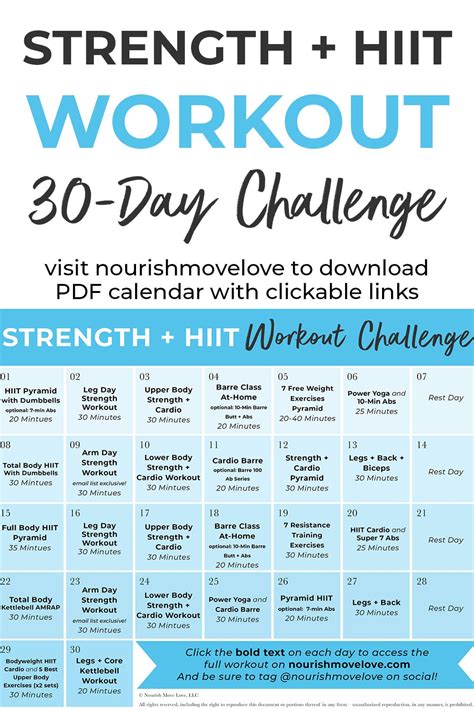 30 Day Advanced Strength Hiit Workout Plan Nourish Move Love Hiit