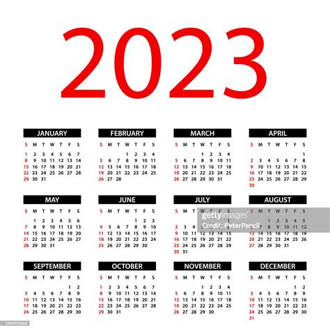 Calendario 2023 Ilustración De Diseño Symple La Semana Comienza El