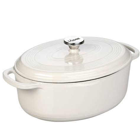 Lodge 7 Qt Enameled Cast Iron Oval Dutch Oven In Oyster White Ec70d13