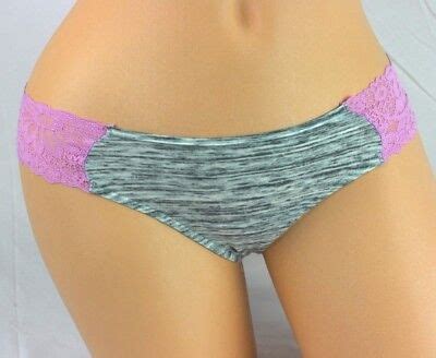 VICTORIA S SECRET PINK EXTRA LOW RISE THONG LACE PANTIES LOGO XSMALL