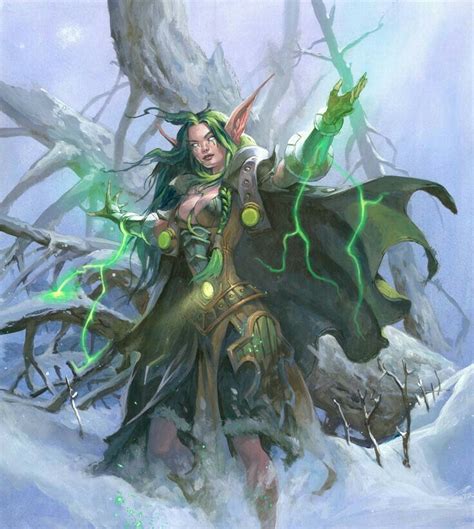 Night Elf Female Druid Casting Spells Warcraft Art World Of Warcraft