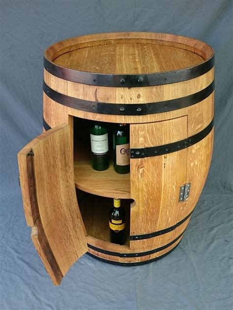 Stunning Wine Barrel Drinks Cabinets With Revolving Oak Shelf Made To