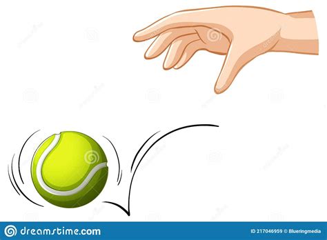 Hand Dropping Tennis Ball For Gravity Experiment Stock Vector