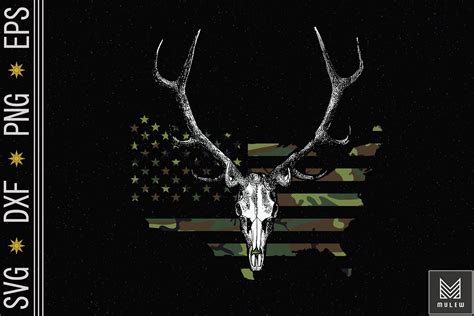 Deer Hunting Skull American Camo Us Flag By Mulew Art Thehungryjpeg