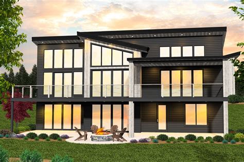 3 Bed Modern House Plan For The Rear Sloping Lot 85325ms