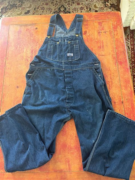Vintage Blue Denim Bib Overalls Size Large 42 X 32 Quality Big Smith