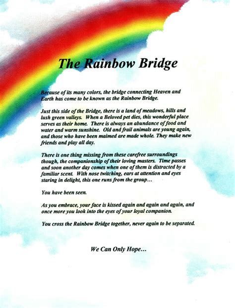 Free Printable Rainbow Bridge Poem Printable
