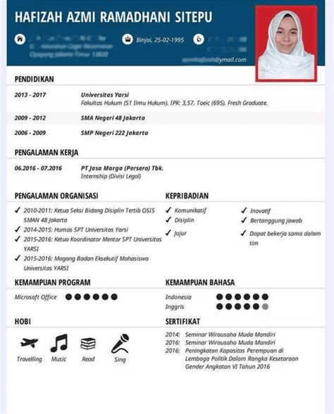 Contoh Cv Curriculum Vitae Untuk Melamar Kerja Yang Baik Dan Benar