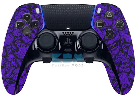 Purple Insanity Skulls Custom Ps5 Dualsense Edge Pro Controller Ps5