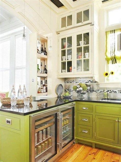 Green Lower White Upper Cabinets Bhg Kitchen Remodel Home Kitchens