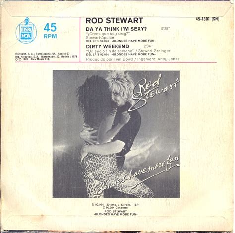 Meditaciones Sobre Un Arpa Single Da Ya Think I M Sexy Rod Stewart