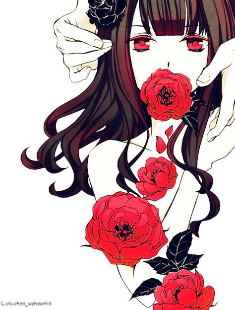 Anime Girl Flowers Roses Anime 1915276png 500