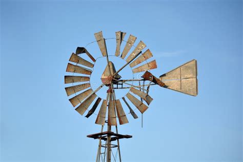 Classic Antique Rural Farm Windmill In A Field Stock Image Image Of