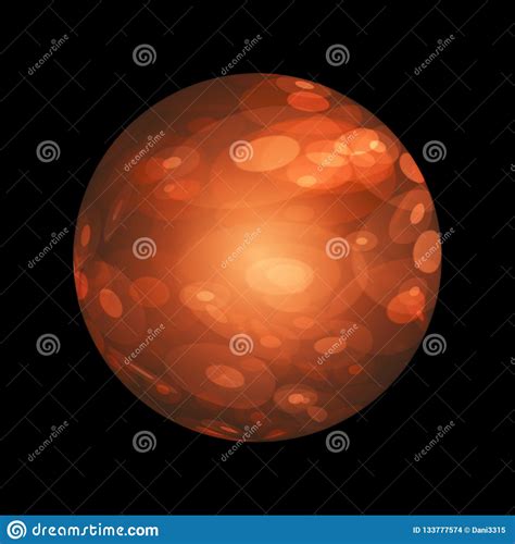 Abstract Orange Sphere Isolated On Black Background Stock Illustration