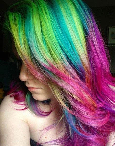 30 Rainbow Colored Hairstyles Artistic Hair Rainbow Hair Hair Styles