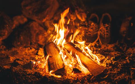 Download Wallpaper 3840x2400 Bonfire Fire Flame Burn Firewood