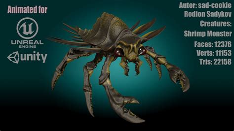3d Asset Shrimp Monster Cgtrader