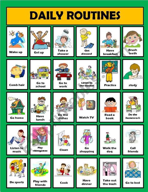 Daily Routine Activities Editable Esl Worksheet By