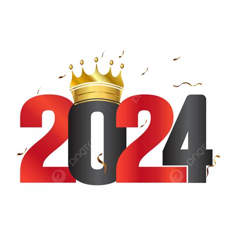 2024 New Year Text Luxury Golden Crown Vector Happy New Year 2024