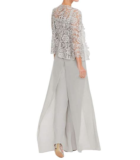 Sexy Women S 3 Pieces Chiffon Mother Of Bride Dress Pant Suits With Long Sleeves Appliques Lace