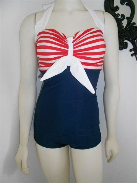 Pin Up Sailor Retro One Piece Swimsuit Made To Order